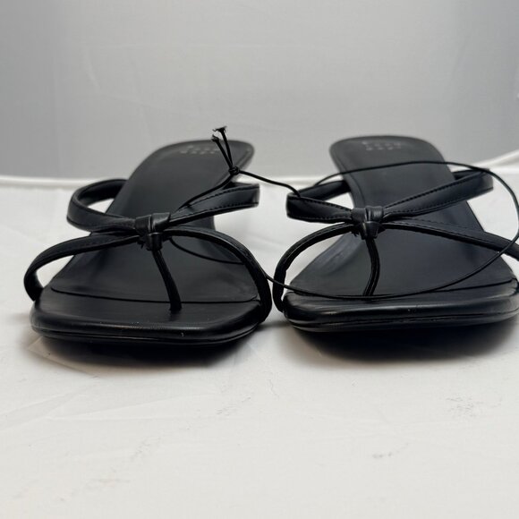A New Day Sandals Womens 11 Black Faux Leather Kitten Heel Strappy Slide - Picture 5 of 10